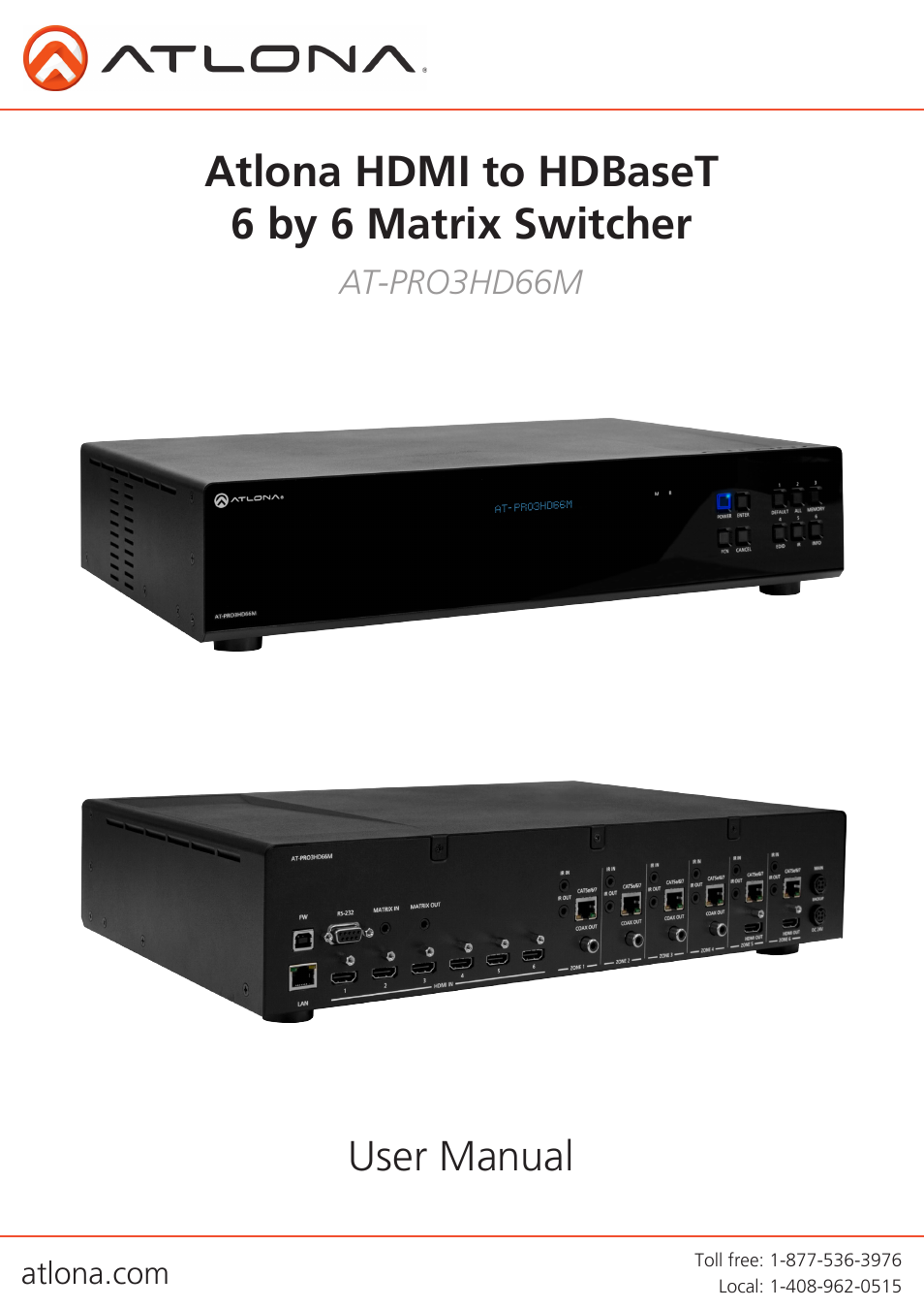 Atlona AT PRO3HD66M User Manual | 30 pages