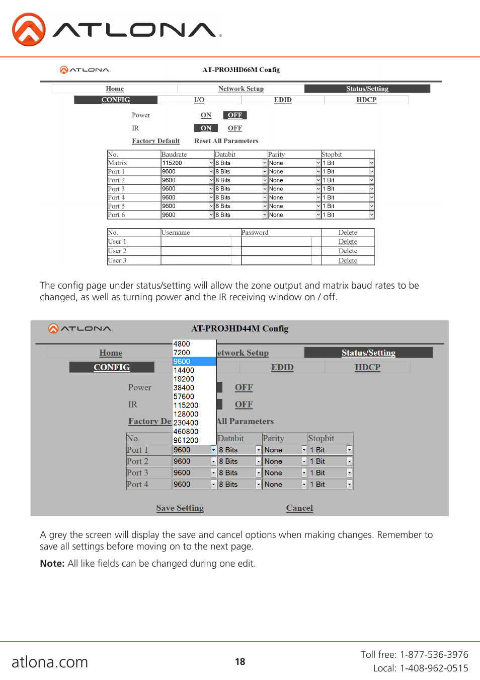 Atlona AT PRO3HD66M User Manual | Page 18 / 30