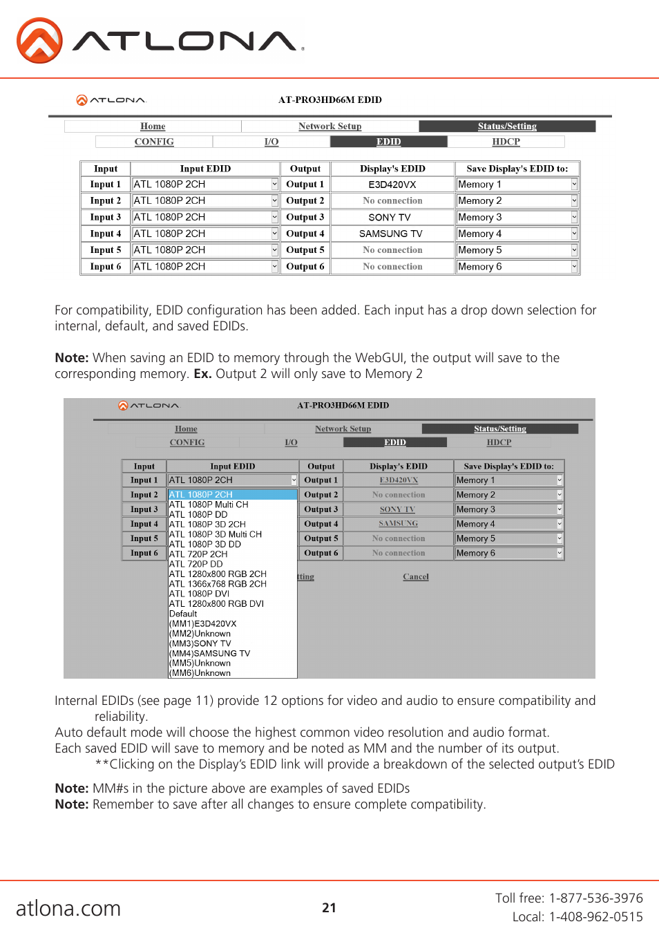 Atlona AT PRO3HD66M User Manual | Page 21 / 30