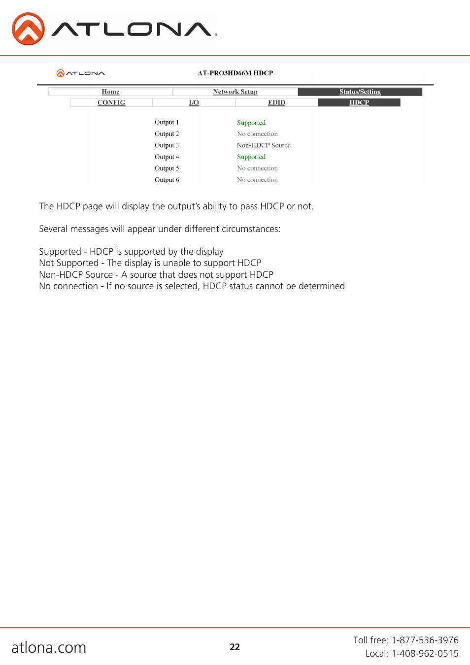 Atlona AT PRO3HD66M User Manual | Page 22 / 30