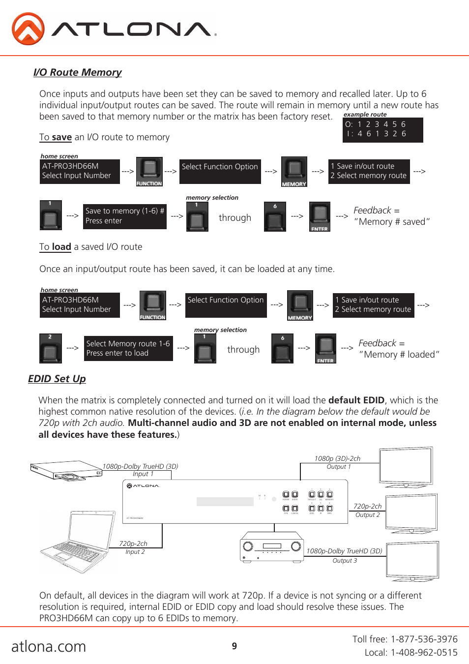 Edid set up | Atlona AT PRO3HD66M User Manual | Page 9 / 30