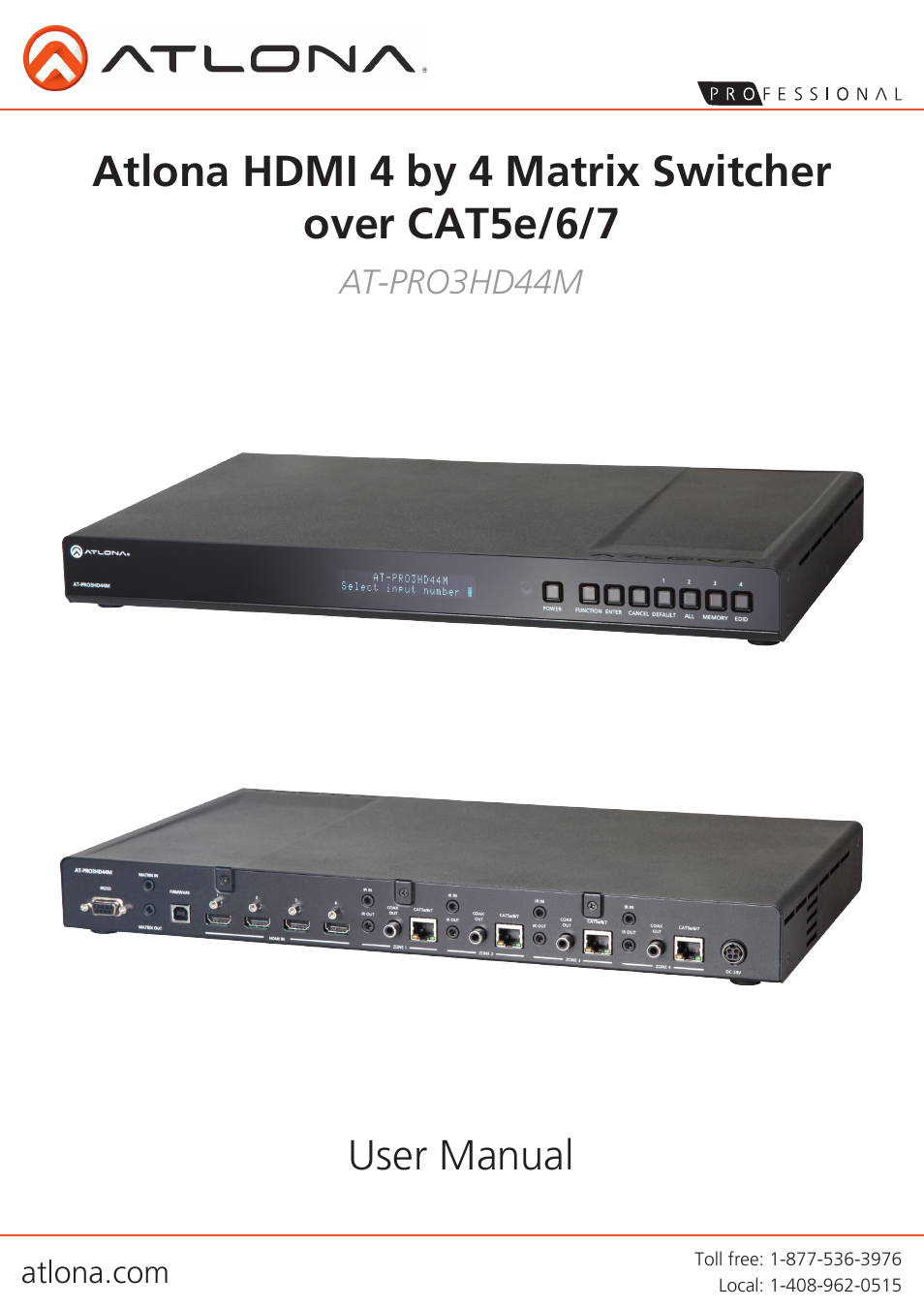 Atlona AT PRO3HD44M User Manual | 18 pages