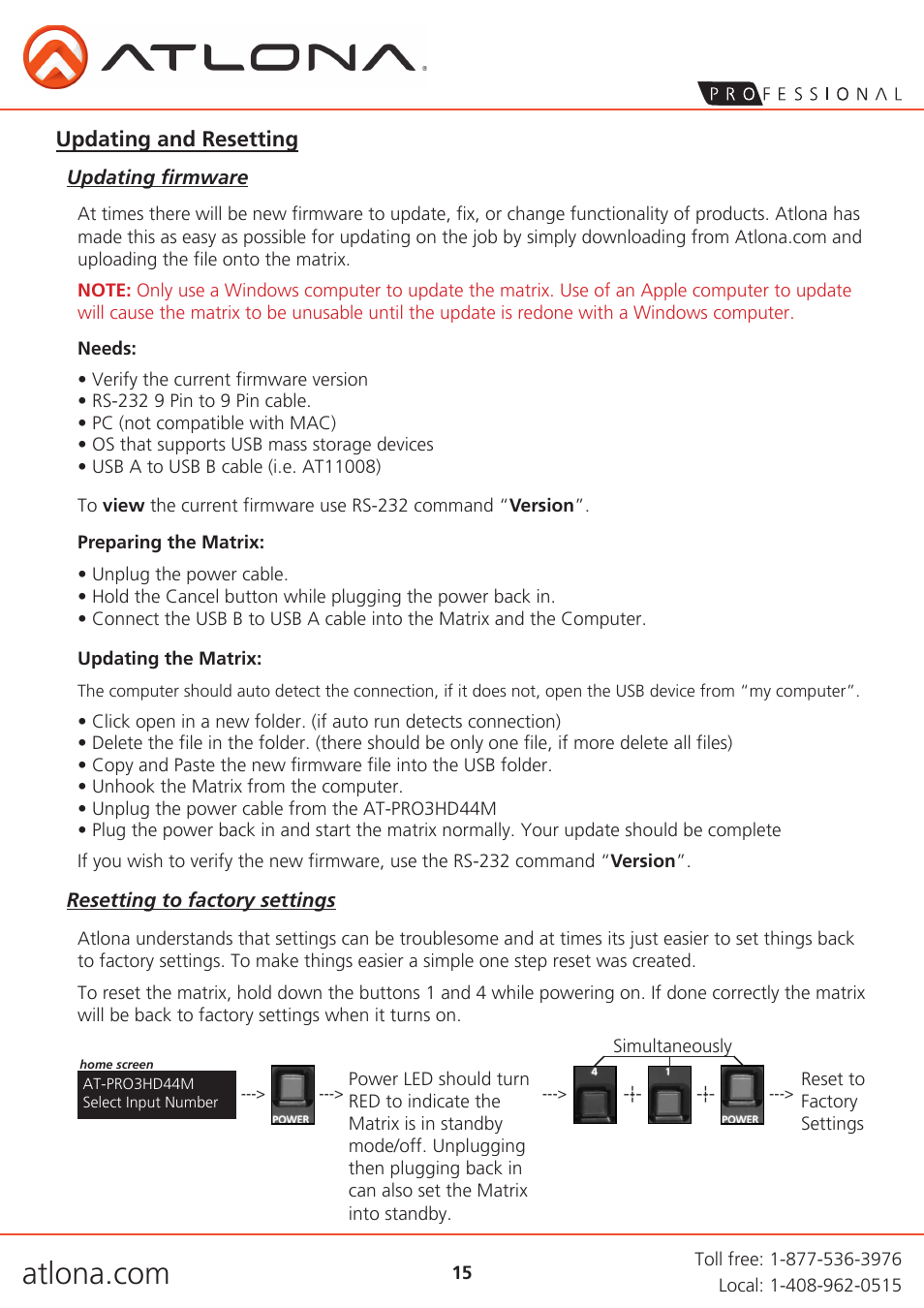 Atlona AT PRO3HD44M User Manual | Page 15 / 18