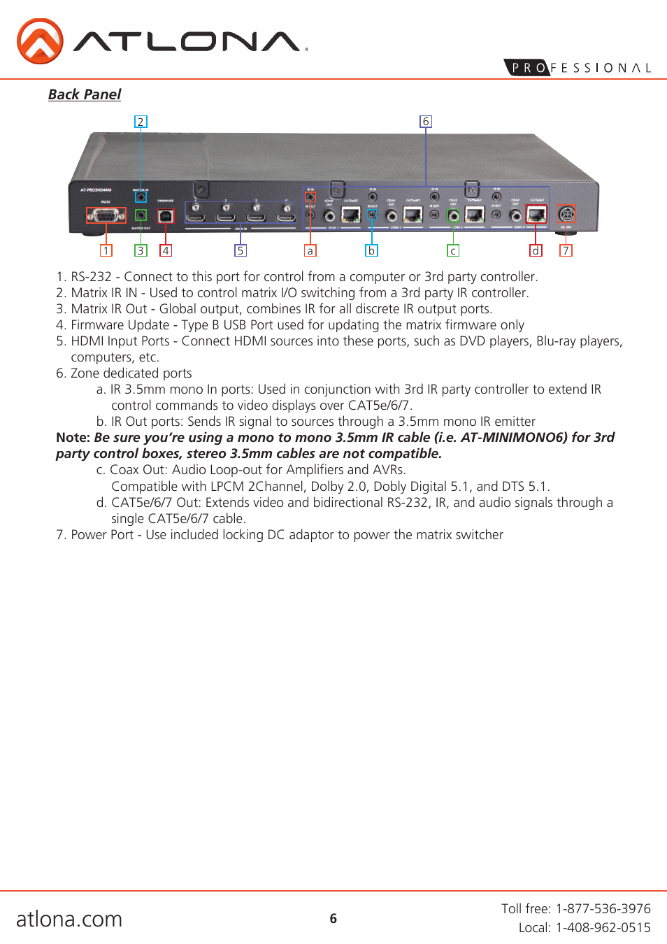Atlona AT PRO3HD44M User Manual | Page 6 / 18