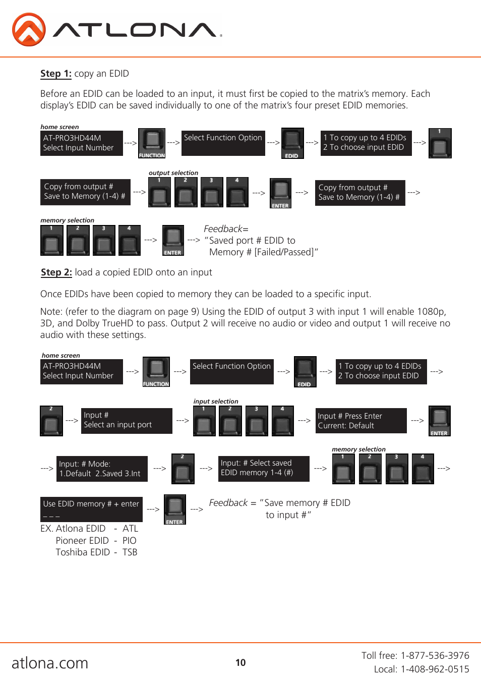 Atlona AT PRO3HD44M V3 User Manual | Page 10 / 29