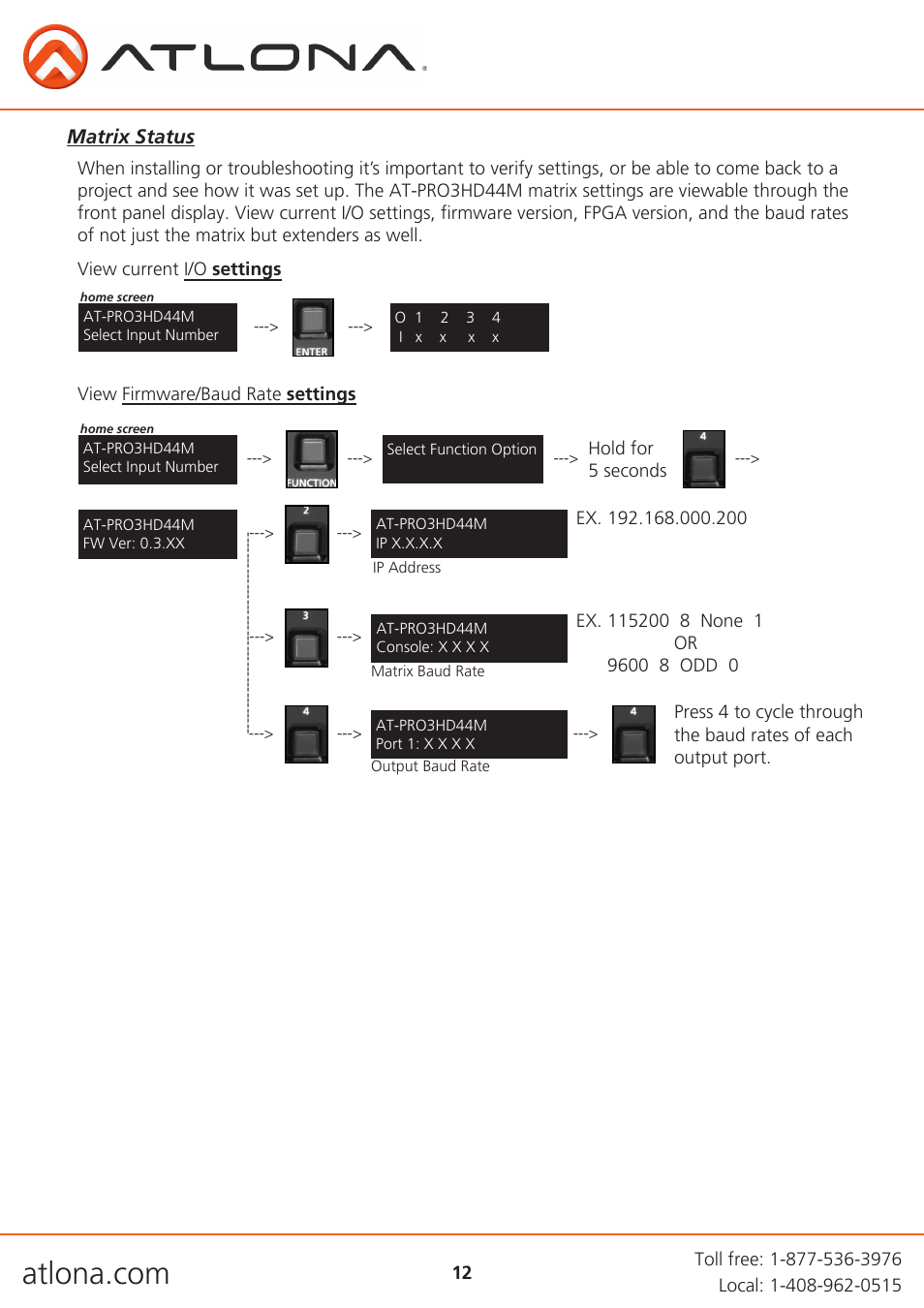 Atlona AT PRO3HD44M V3 User Manual | Page 12 / 29