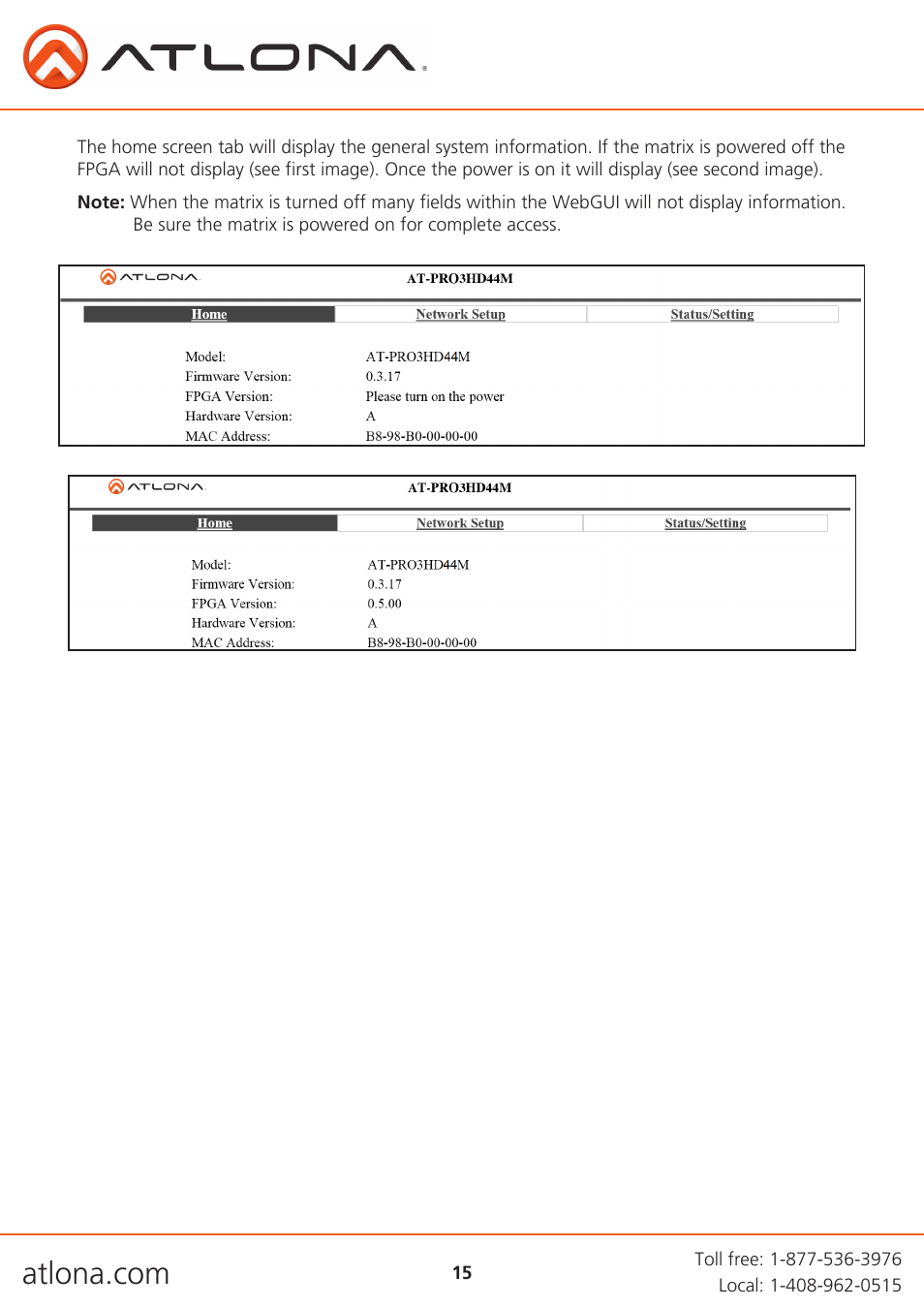 Atlona AT PRO3HD44M V3 User Manual | Page 15 / 29