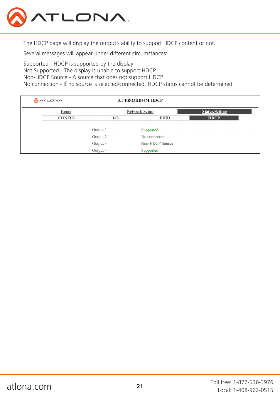 Atlona AT PRO3HD44M V3 User Manual | Page 21 / 29