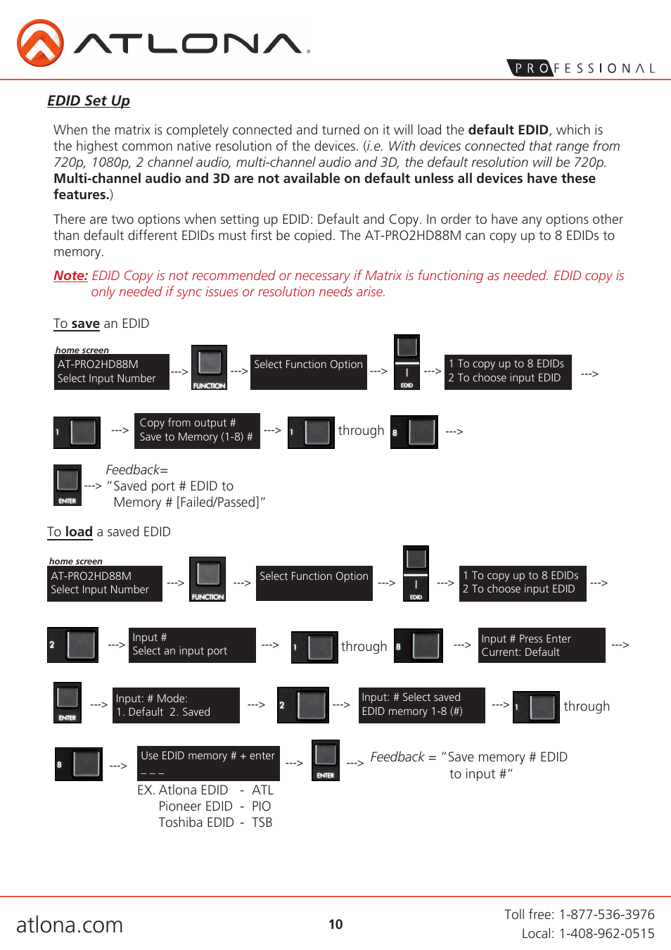 Atlona AT PRO2HD88M V3 User Manual | Page 10 / 18