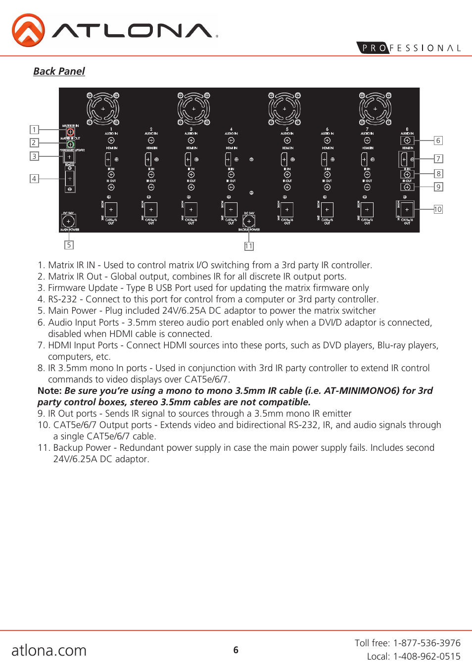 Atlona AT PRO2HD88M V3 User Manual | Page 6 / 18