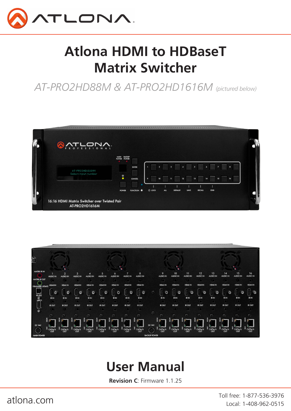 Atlona AT PRO2HD V1 User Manual | 21 pages