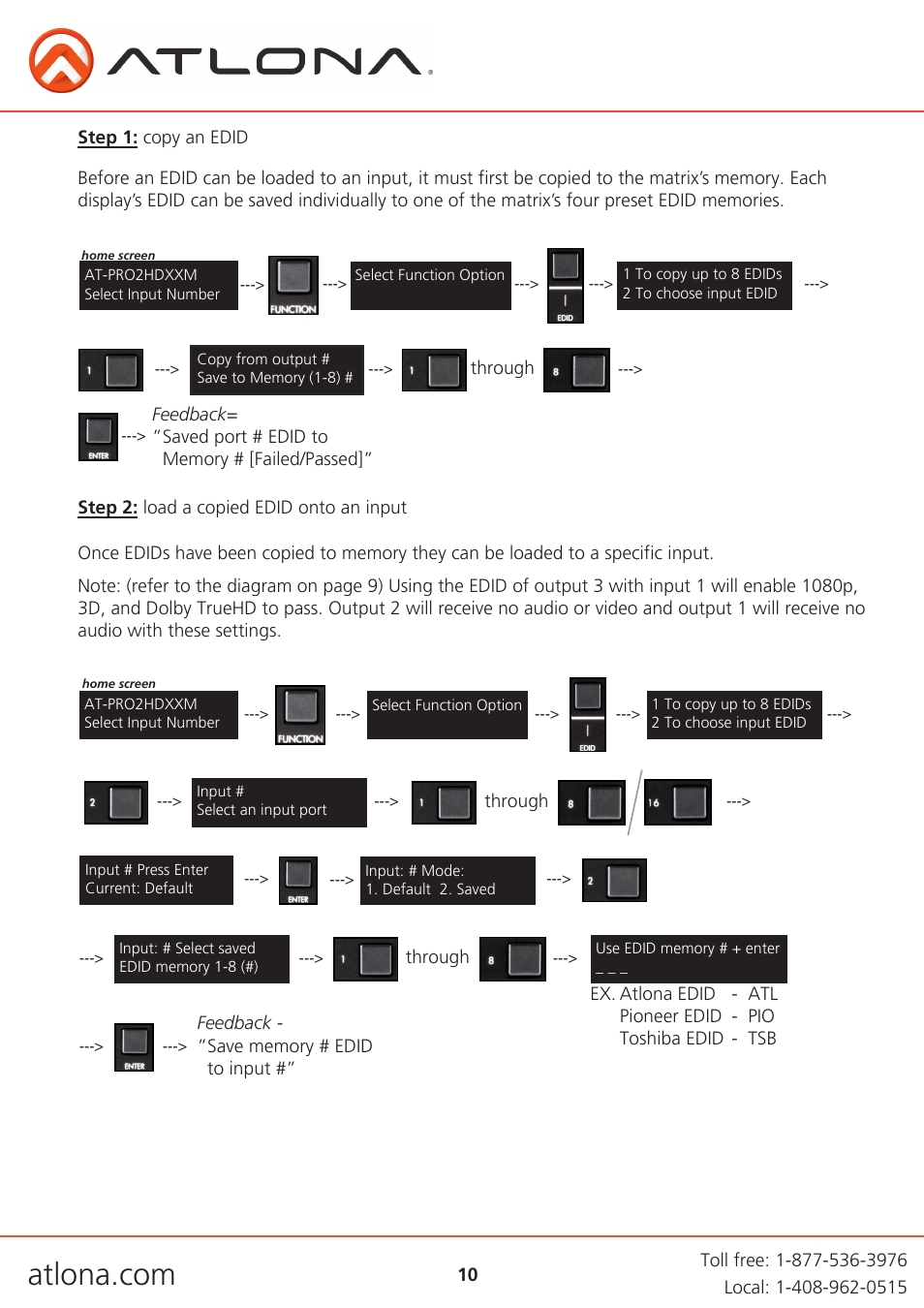 Atlona AT PRO2HD V1 User Manual | Page 10 / 21