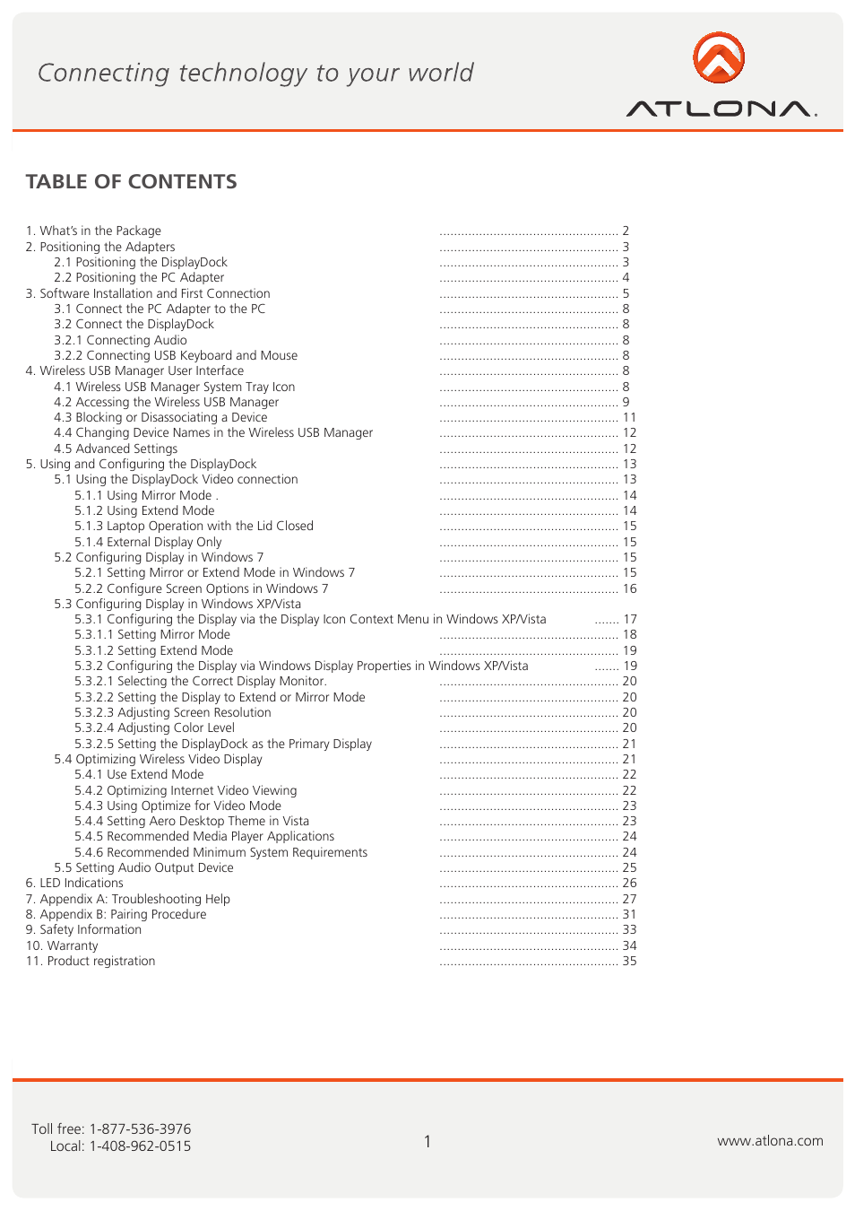 Atlona AT PCLINK User Manual | Page 2 / 36