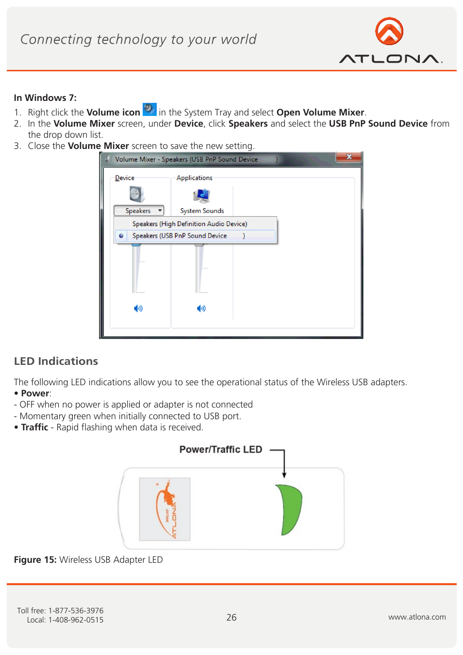 Led indications | Atlona AT PCLINK User Manual | Page 27 / 36