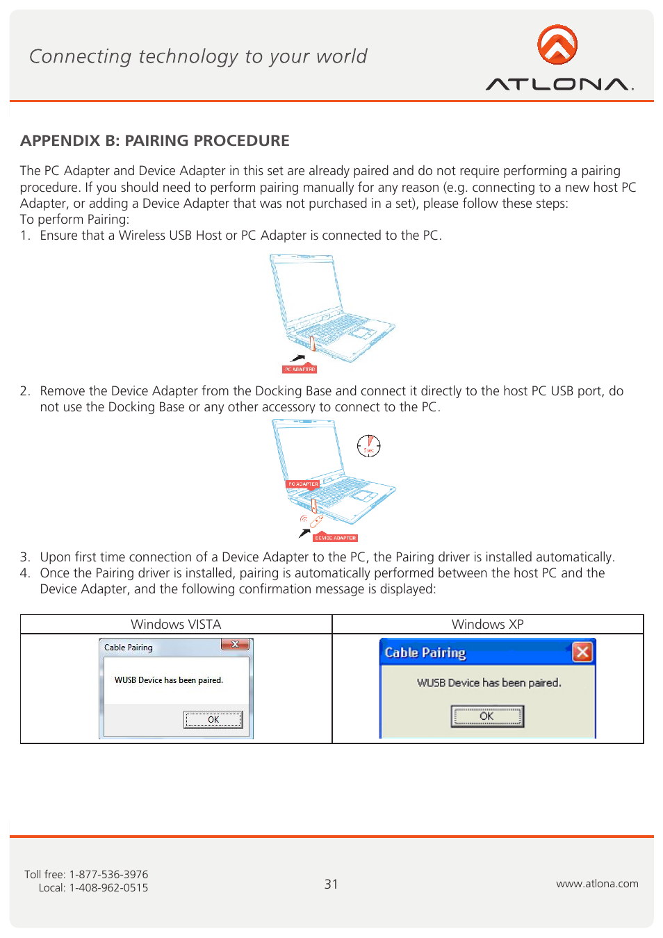 Appendix b: pairing procedure | Atlona AT PCLINK User Manual | Page 32 / 36