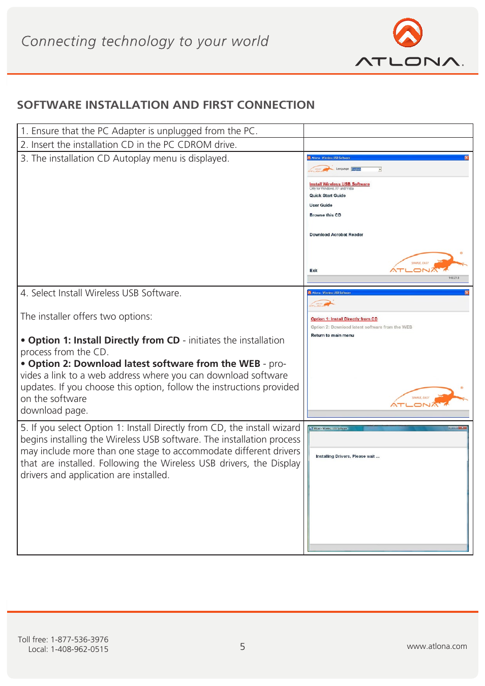 Software installation and first connection | Atlona AT PCLINK User Manual | Page 6 / 36