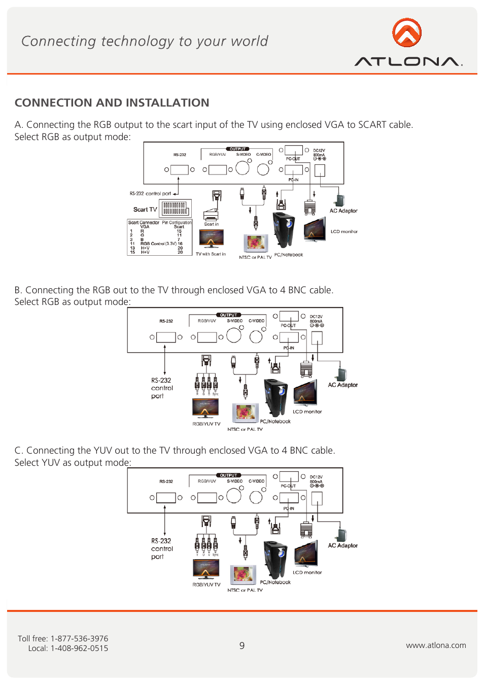 Connection and installation | Atlona AT PC AVSCOMP User Manual | Page 10 / 17