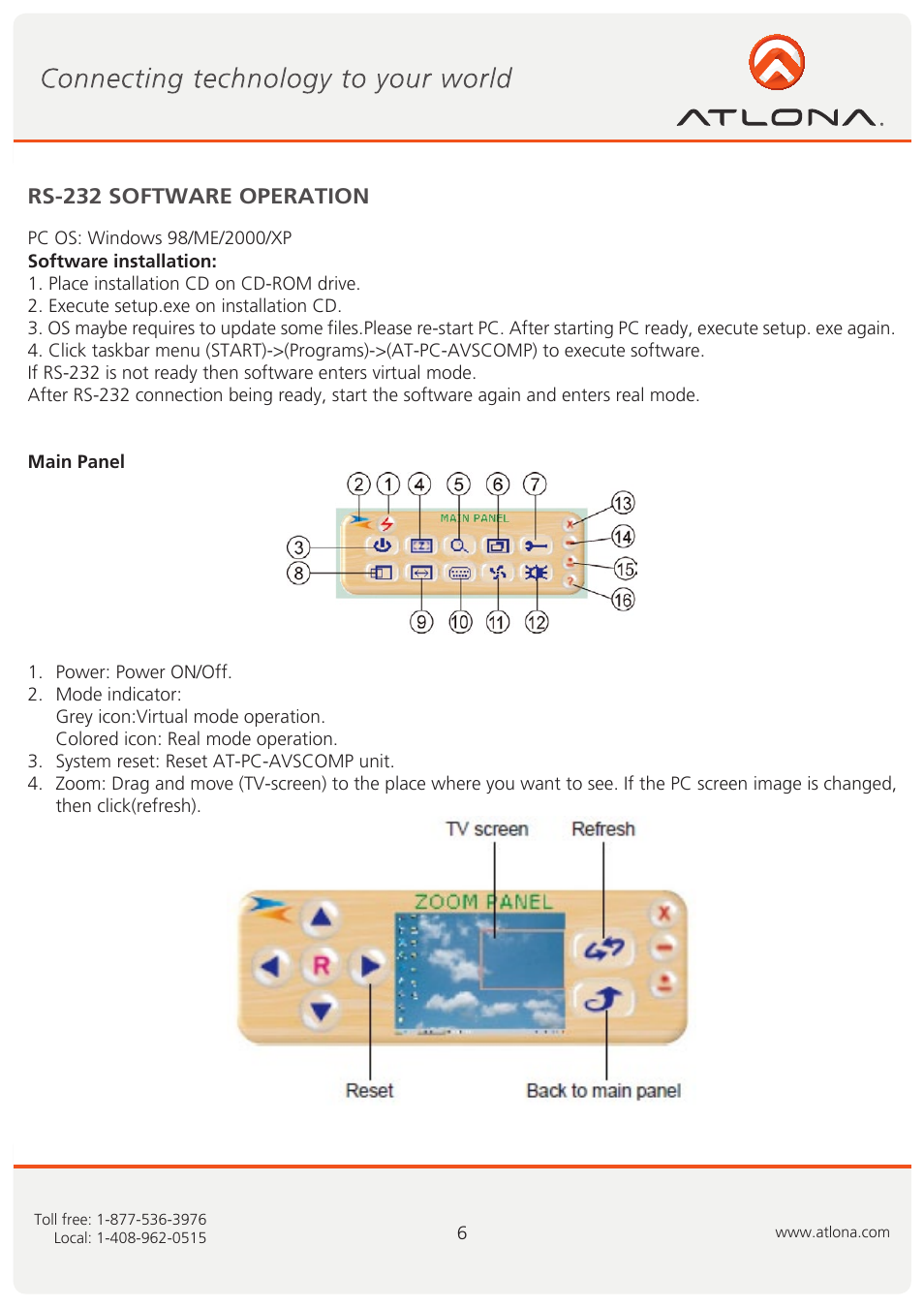 Rs-232 software operation | Atlona AT PC AVSCOMP User Manual | Page 7 / 17