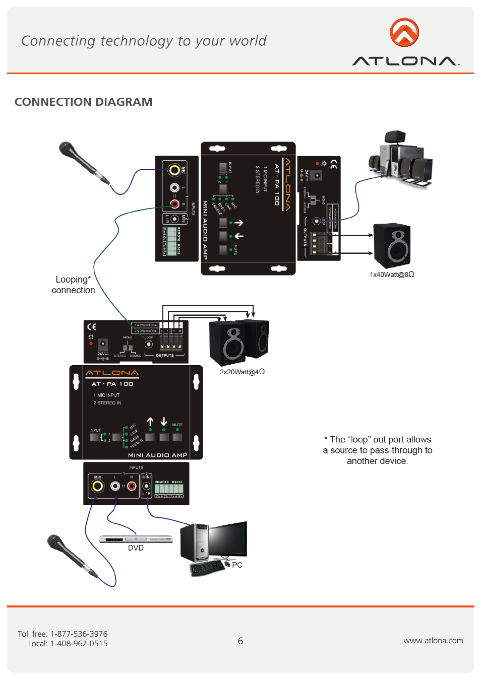 Connection diagram | Atlona AT PA100 User Manual | Page 7 / 10