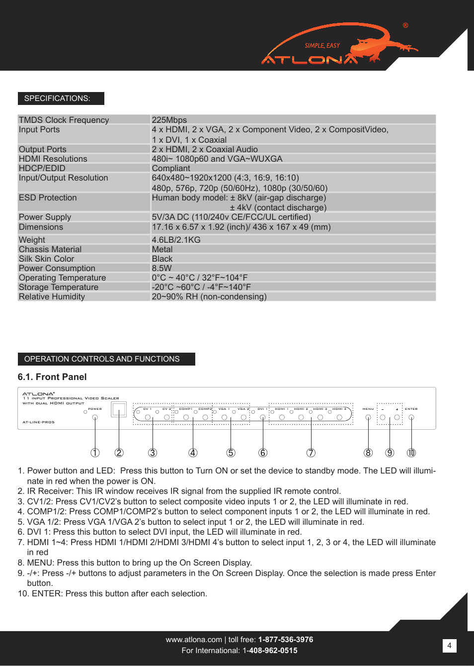 Atlona AT LINE PRO5 User Manual | Page 4 / 16
