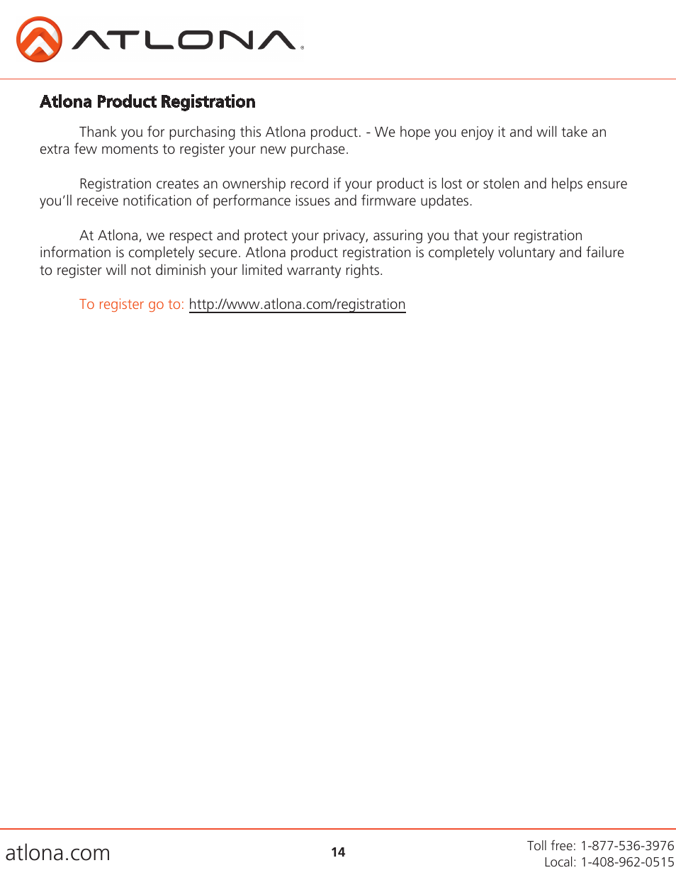 Atlona AT LINE PRO5 GEN2 V3 User Manual | Page 14 / 14