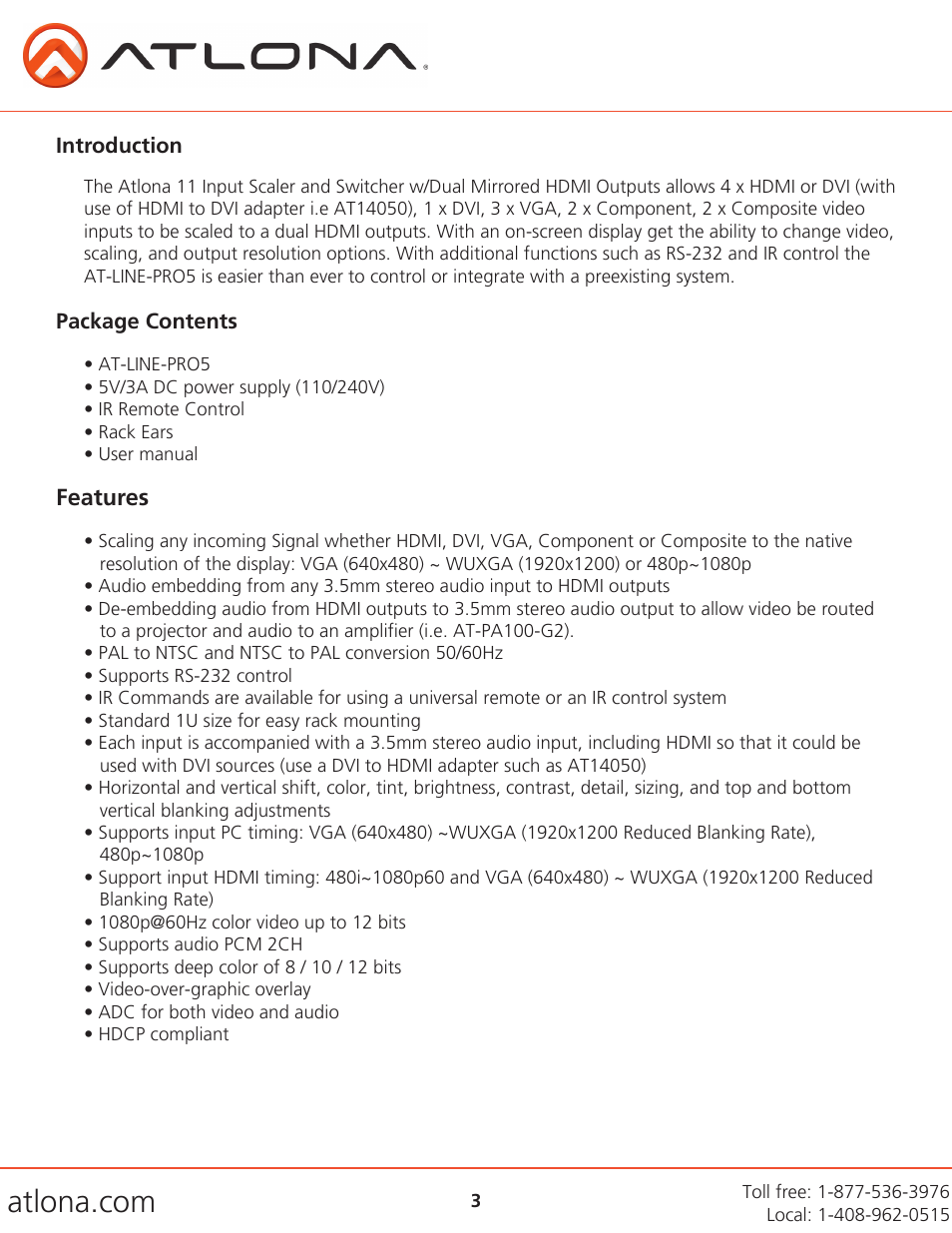 Atlona AT LINE PRO5 GEN2 V3 User Manual | Page 3 / 14