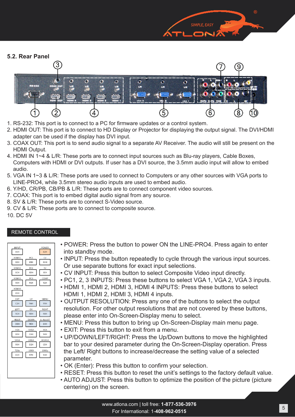 Atlona AT LINE PRO4 User Manual | Page 5 / 14