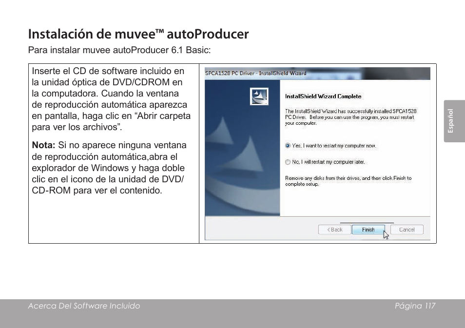 Instalación de muvee™ autoproducer | COBY SNAPP CAM4505 User Manual | Page 117 / 214