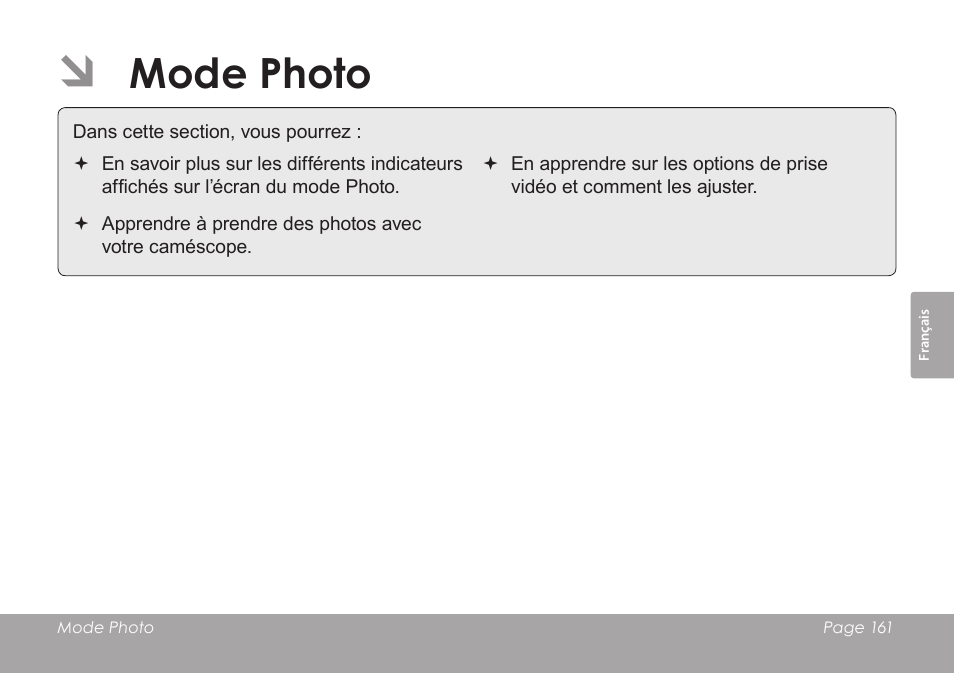 Mode photo | COBY SNAPP CAM4505 User Manual | Page 161 / 214