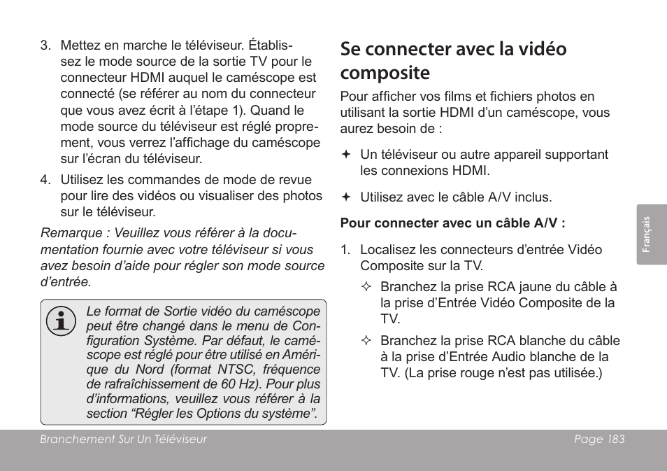 Se connecter avec la vidéo composite | COBY SNAPP CAM4505 User Manual | Page 183 / 214