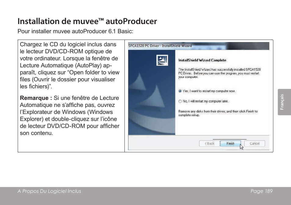 Installation de muvee™ autoproducer | COBY SNAPP CAM4505 User Manual | Page 189 / 214