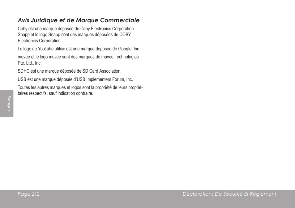 COBY SNAPP CAM4505 User Manual | Page 212 / 214