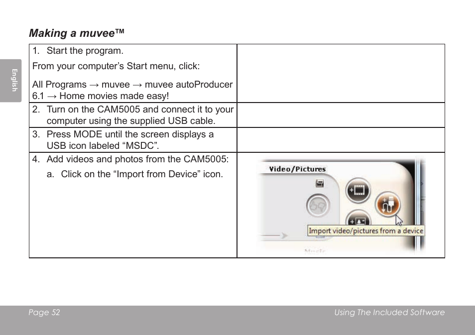 Making a muvee | COBY SNAPP CAM4505 User Manual | Page 52 / 214