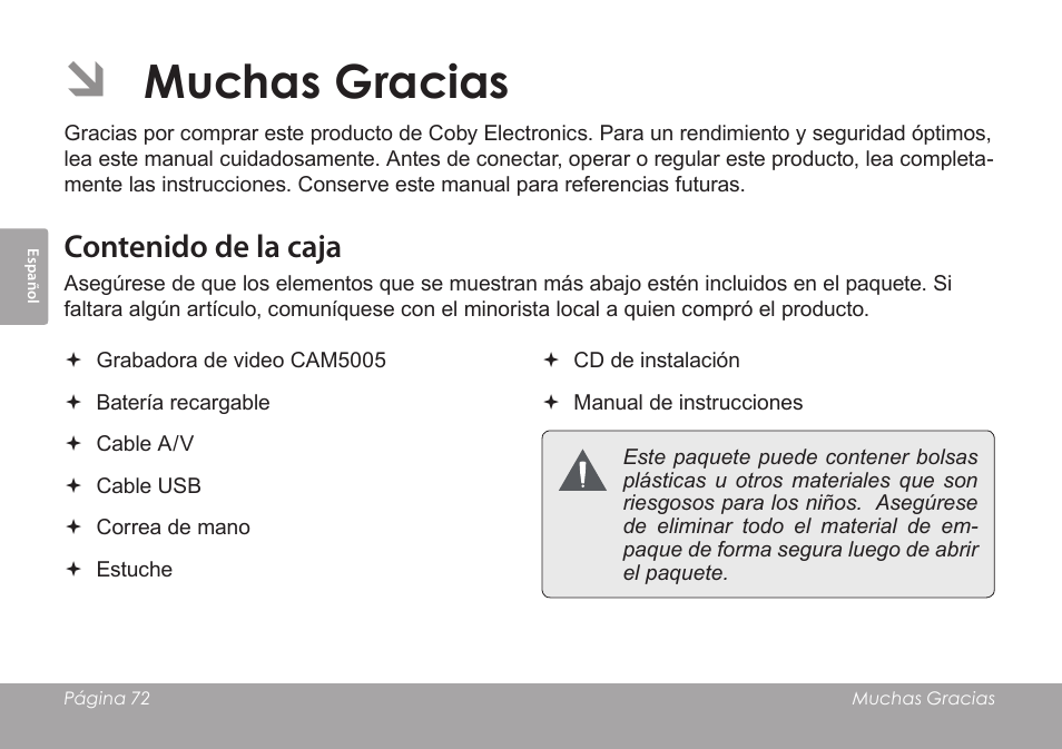 COBY SNAPP CAM4505 User Manual | Page 72 / 214