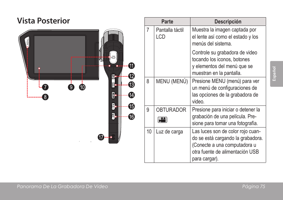 Vista posterior | COBY SNAPP CAM4505 User Manual | Page 75 / 214