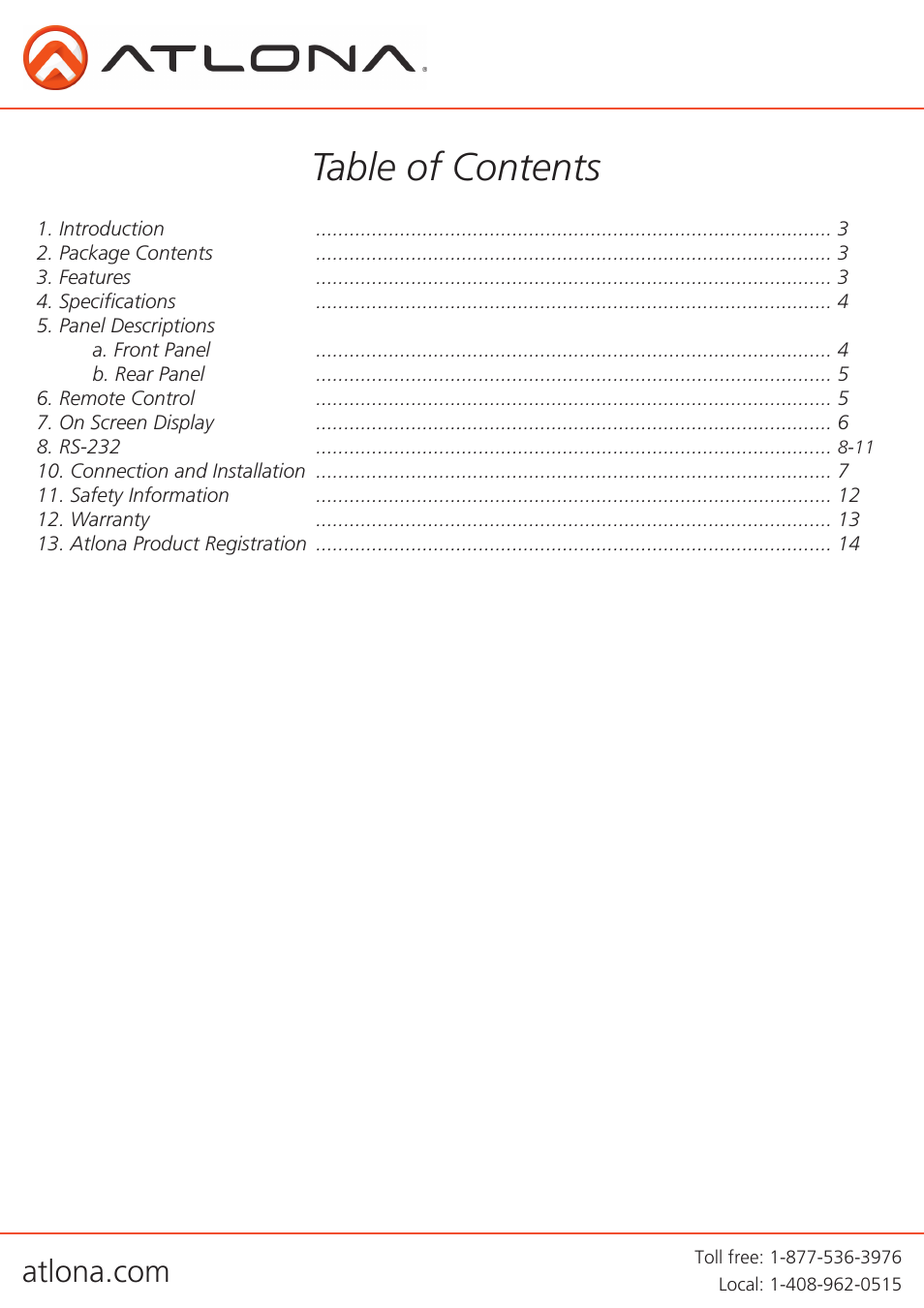 Atlona AT LINE PRO4 GEN2 User Manual | Page 2 / 14