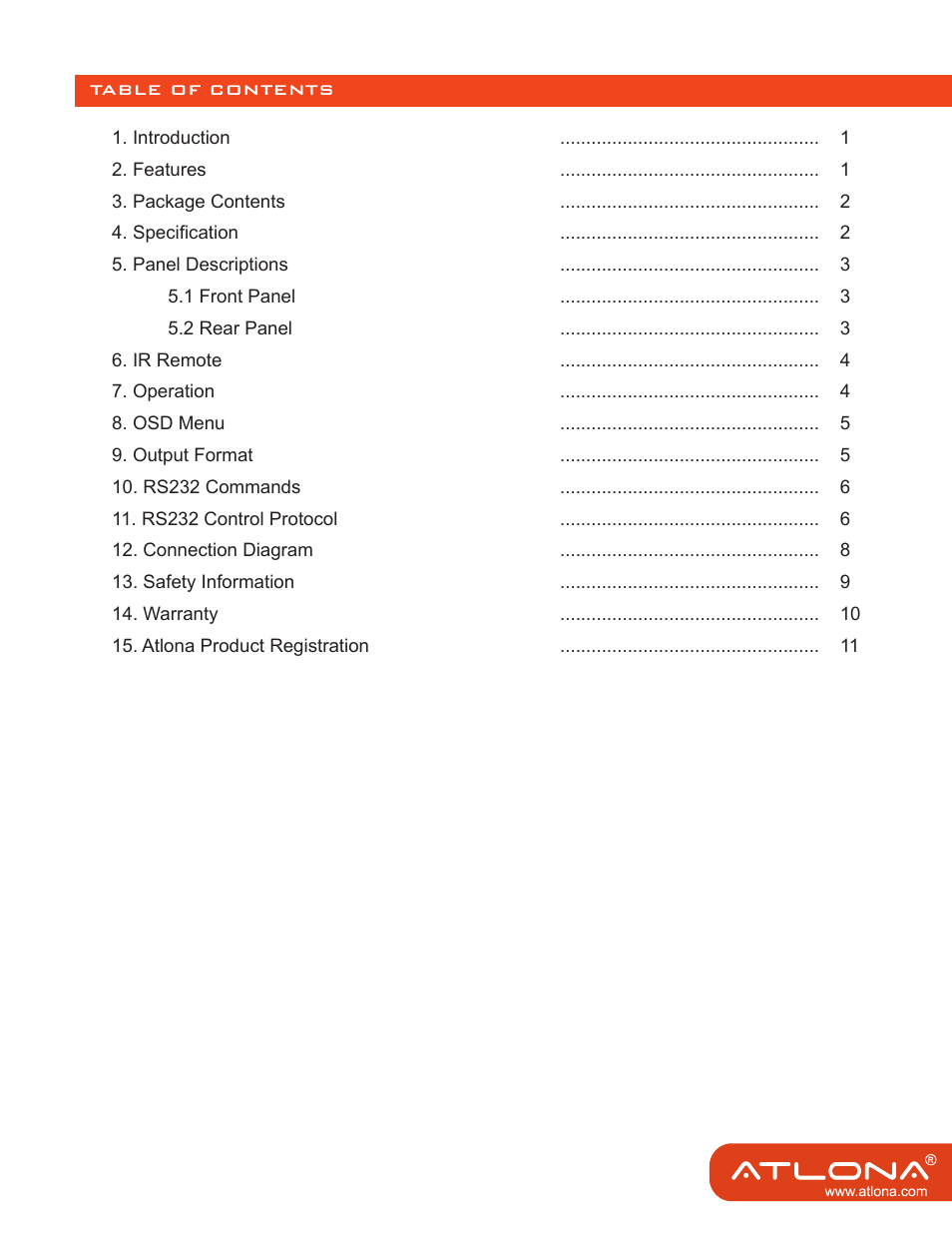 Atlona AT LINE PRO3 User Manual | Page 2 / 13