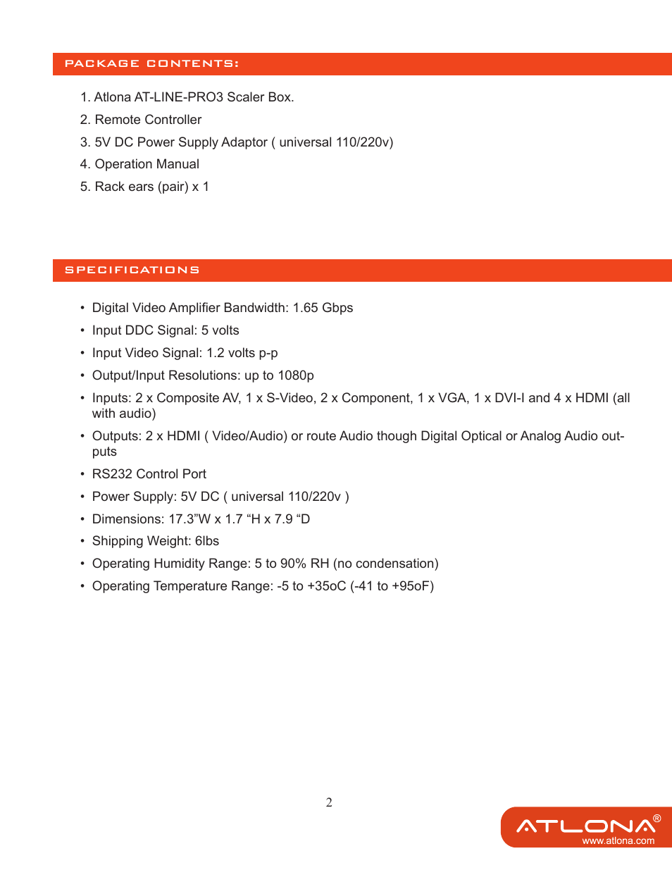 Atlona AT LINE PRO3 User Manual | Page 4 / 13