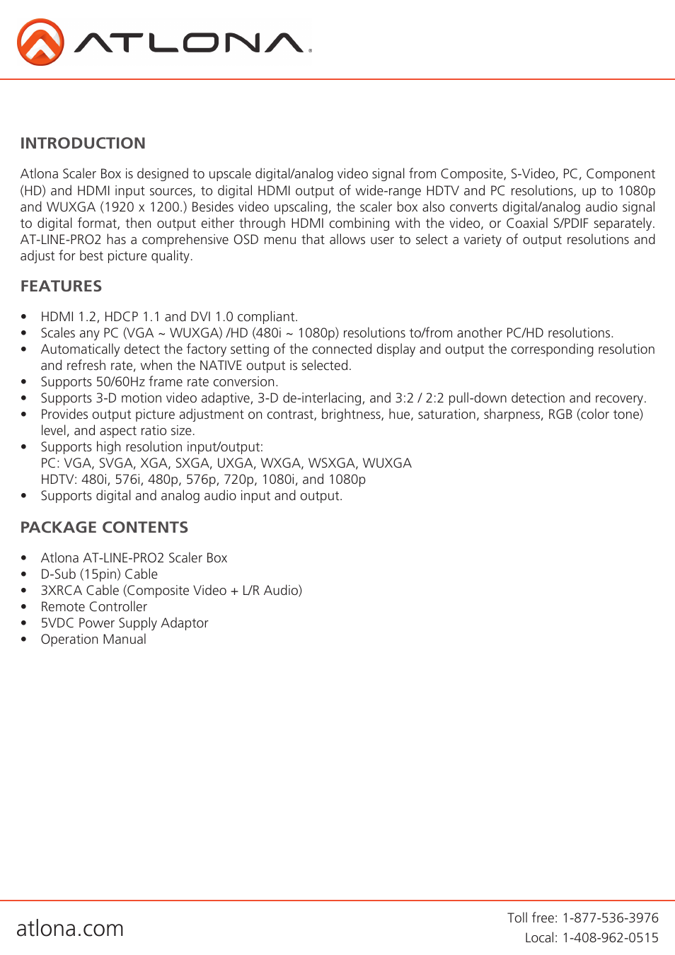 Atlona AT LINE PRO2 User Manual | Page 3 / 16