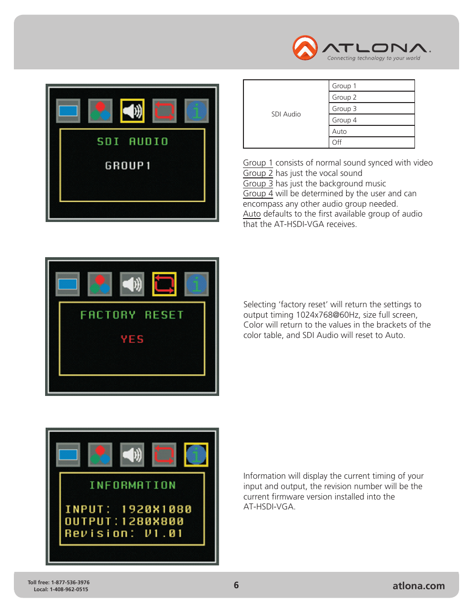 Atlona AT HSDI VGA User Manual | Page 6 / 10