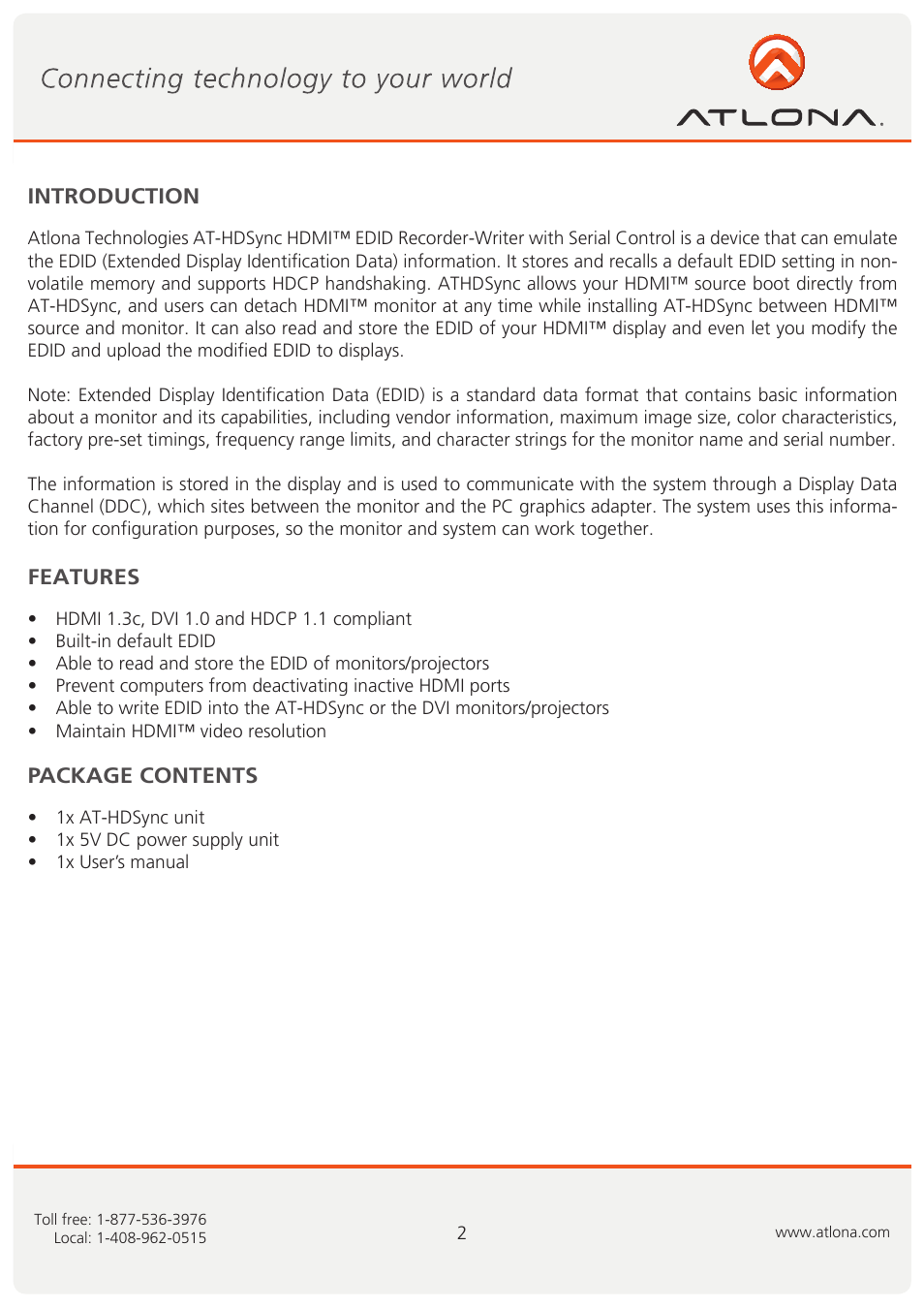 Atlona AT HDSync User Manual | Page 3 / 12
