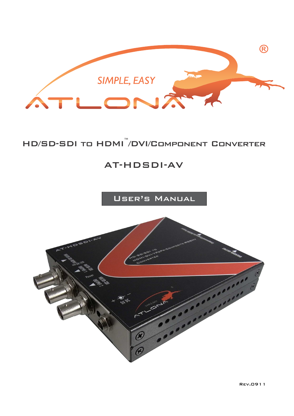 Atlona AT HDSDI AV User Manual | 11 pages