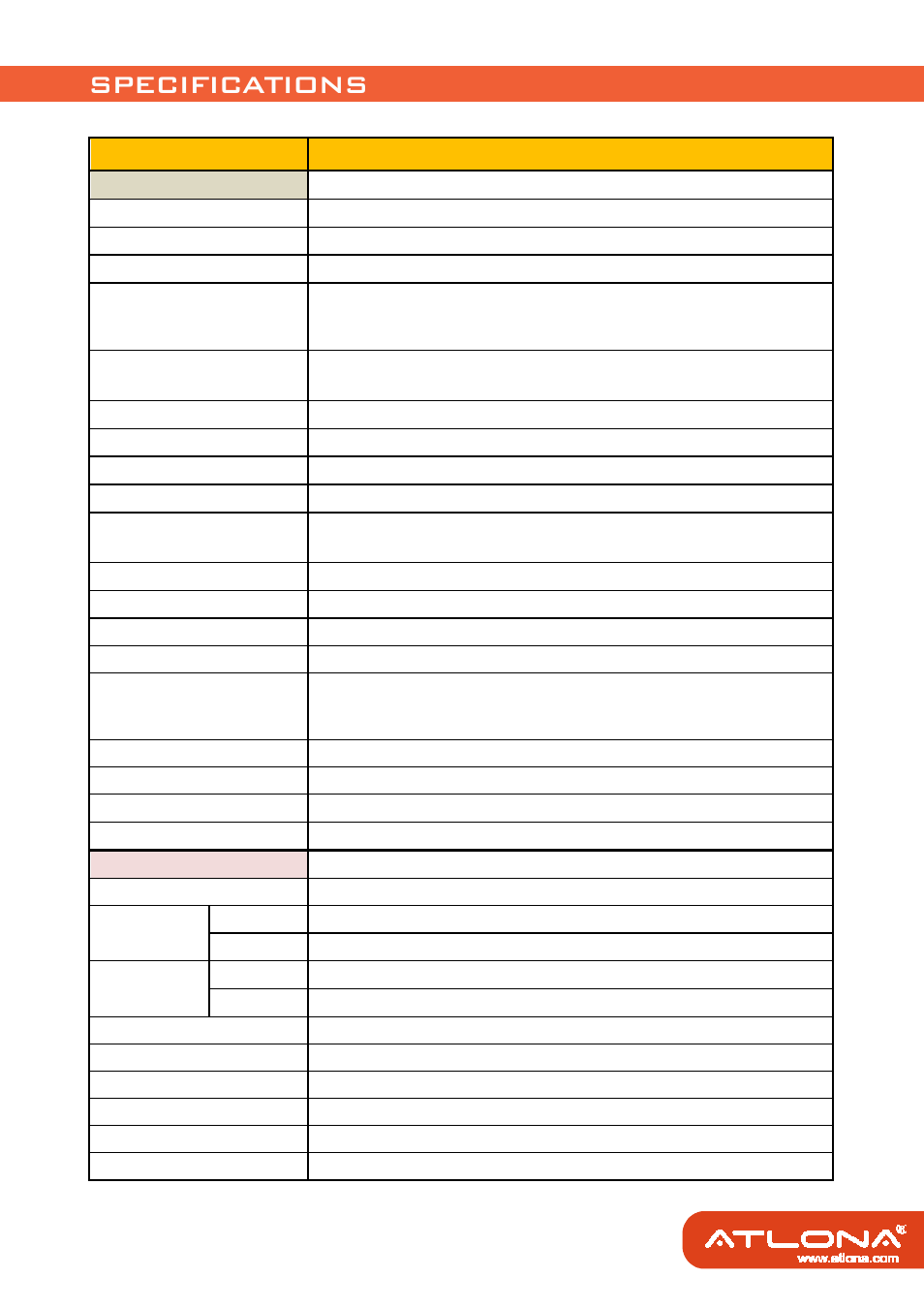 Specifications | Atlona AT HDSDI AV User Manual | Page 4 / 11