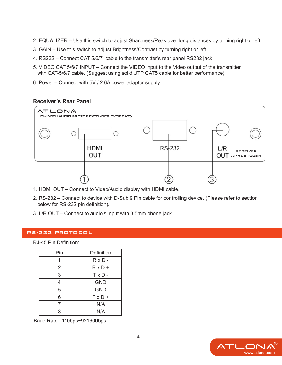 Atlona AT HDS100 User Manual | Page 6 / 10