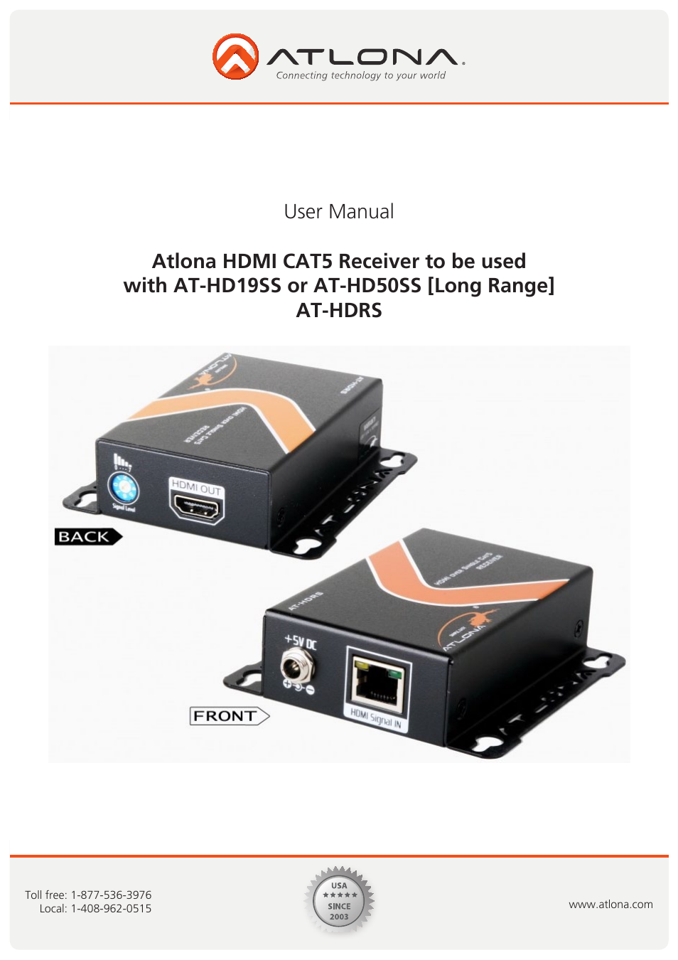 Atlona AT HDRS User Manual | 7 pages