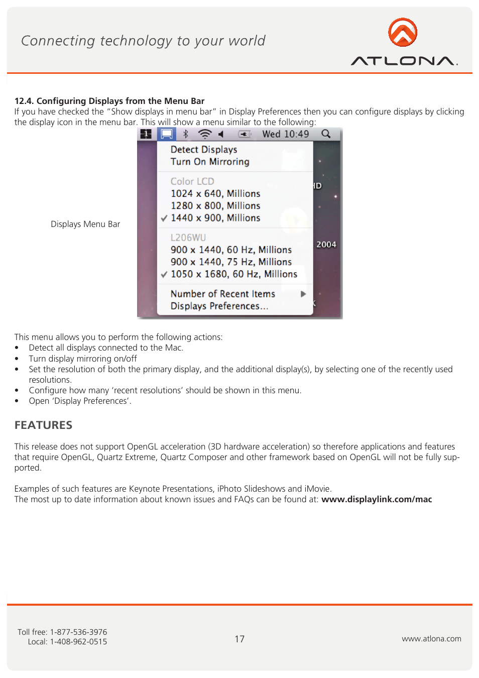 Features | Atlona AT HDPiX2 User Manual | Page 18 / 21