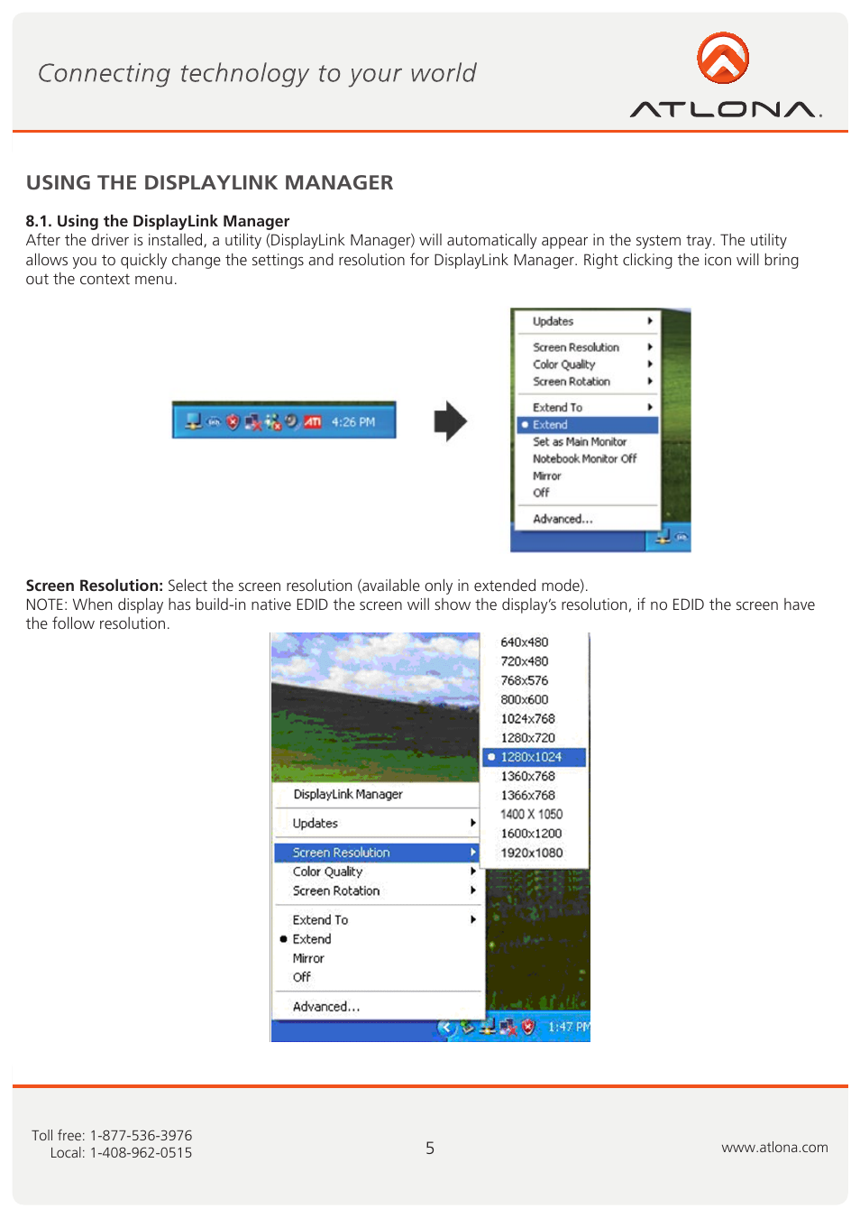 Using the displaylink manager | Atlona AT HDPiX2 User Manual | Page 6 / 21