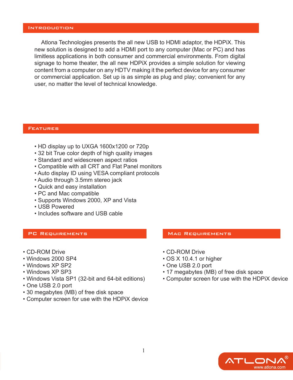 Atlona AT HDPIX User Manual | Page 3 / 13
