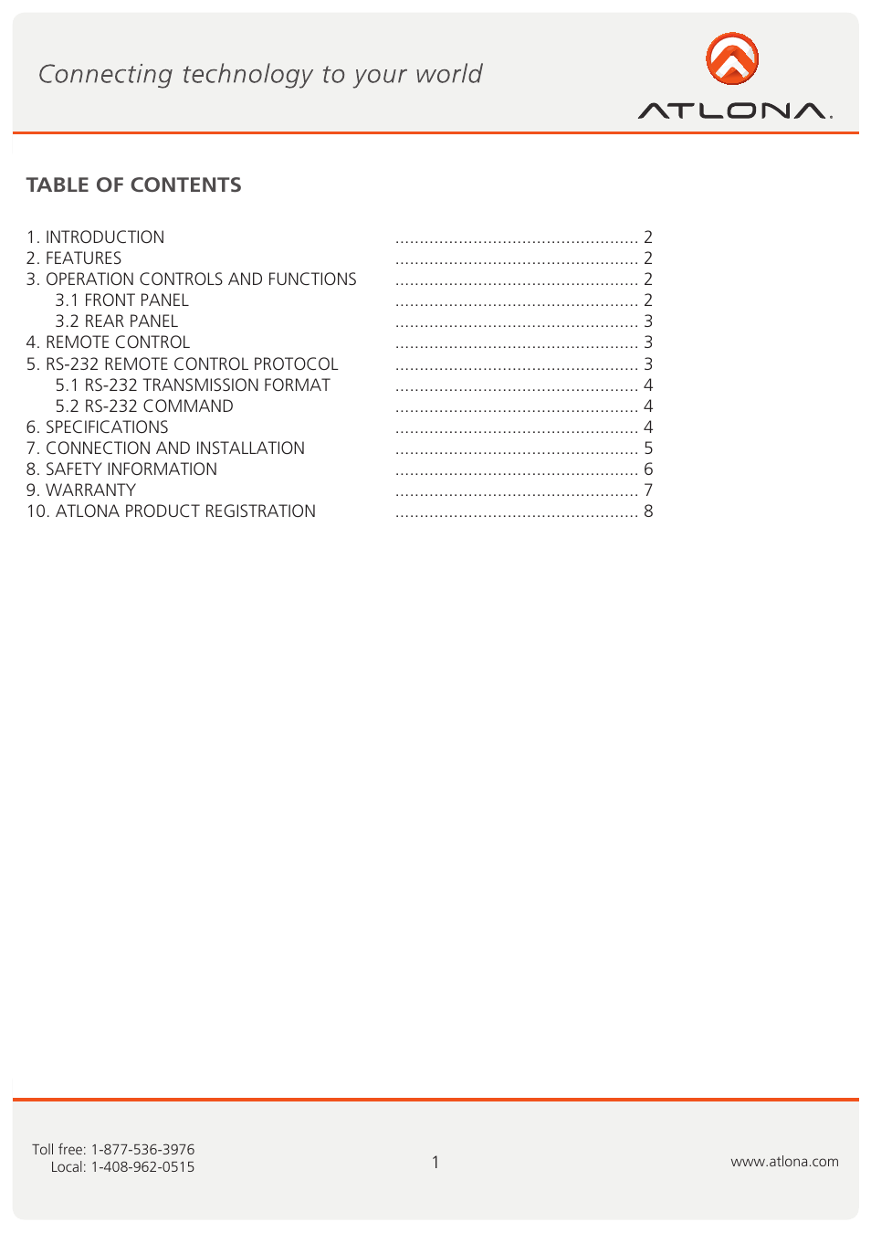 Atlona AT HDMI V42 User Manual | Page 2 / 9