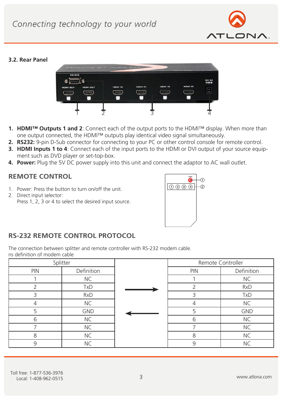Atlona AT HDMI V42 User Manual | Page 4 / 9